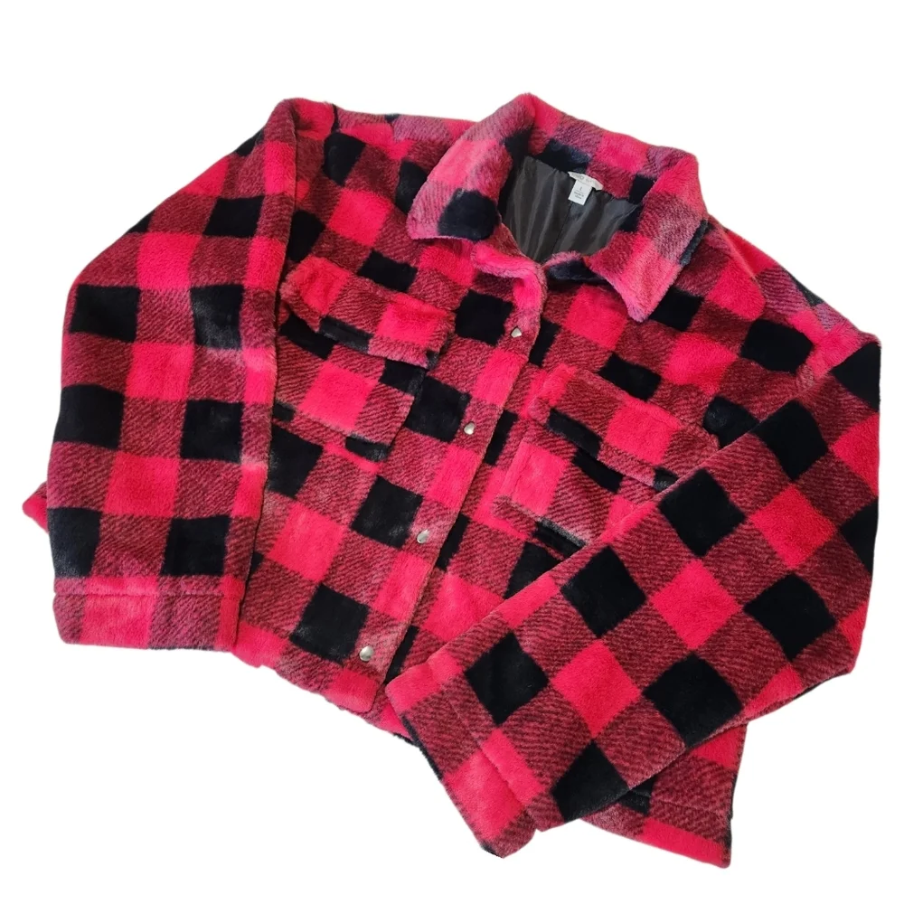Cato Collared Red Buffalo Plaid Super Soft Jacket Size L
